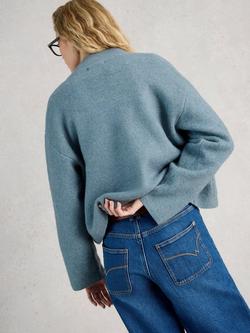 White Stuff Margot High Neck Cardigan - view 2, Blue