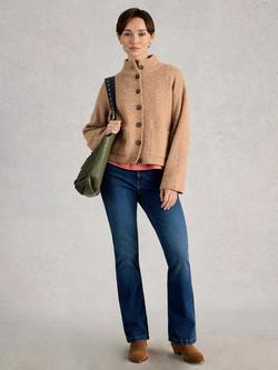 White Stuff Margot High Neck Cardigan, Brown