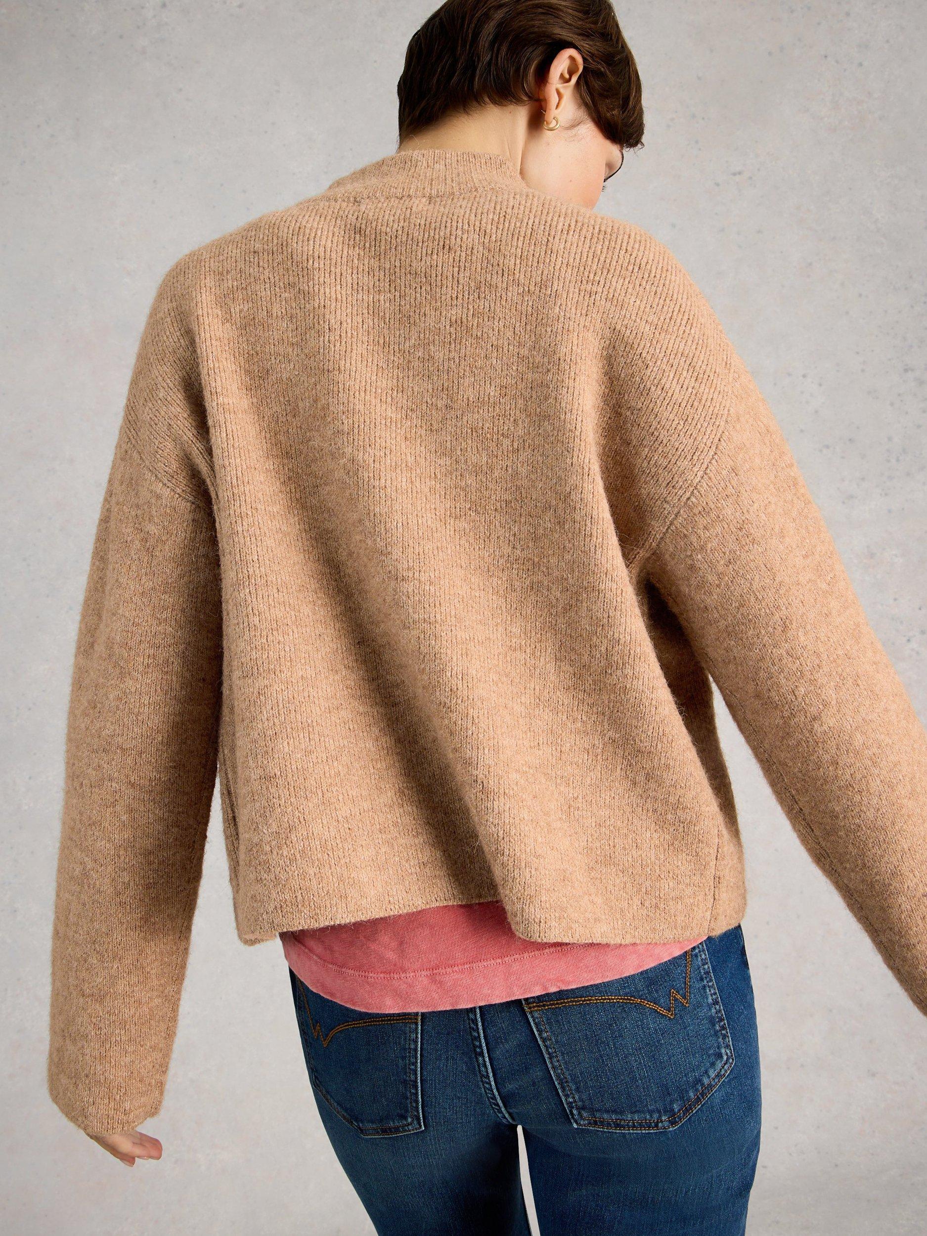 Product image 2 of 6, which shows White Stuff Margot High Neck Cardigan, Brown, 6