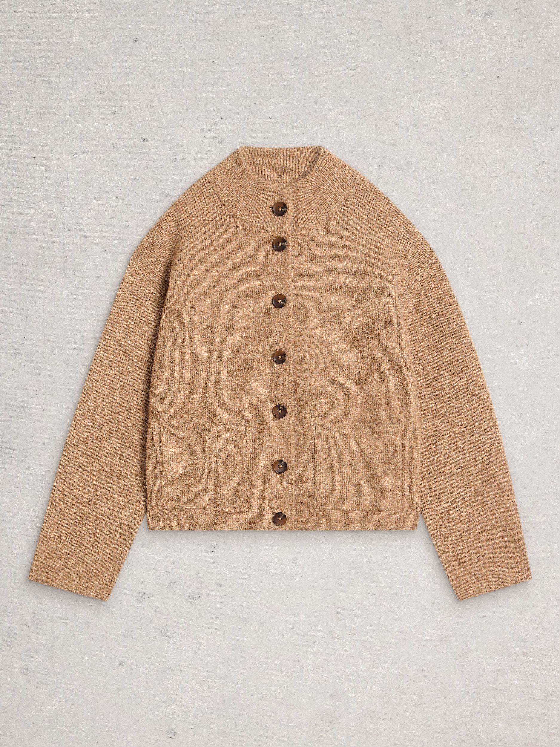 Product image 5 of 6, which shows White Stuff Margot High Neck Cardigan, Brown, 6