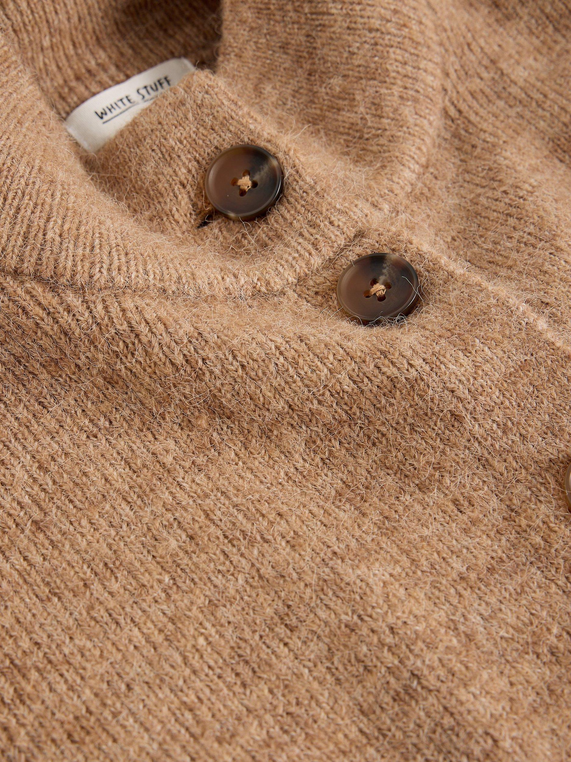 Product image 6 of 6, which shows White Stuff Margot High Neck Cardigan, Brown, 6