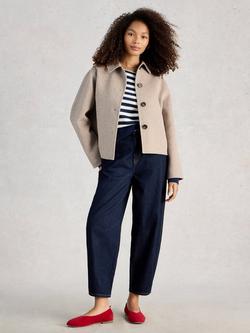 White Stuff Aden Boxy Wool Blend Jacket, Grey, Grey