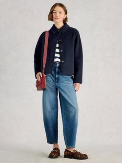 White Stuff Aden Boxy Wool Blend Jacket, Grey - view 2, Navy