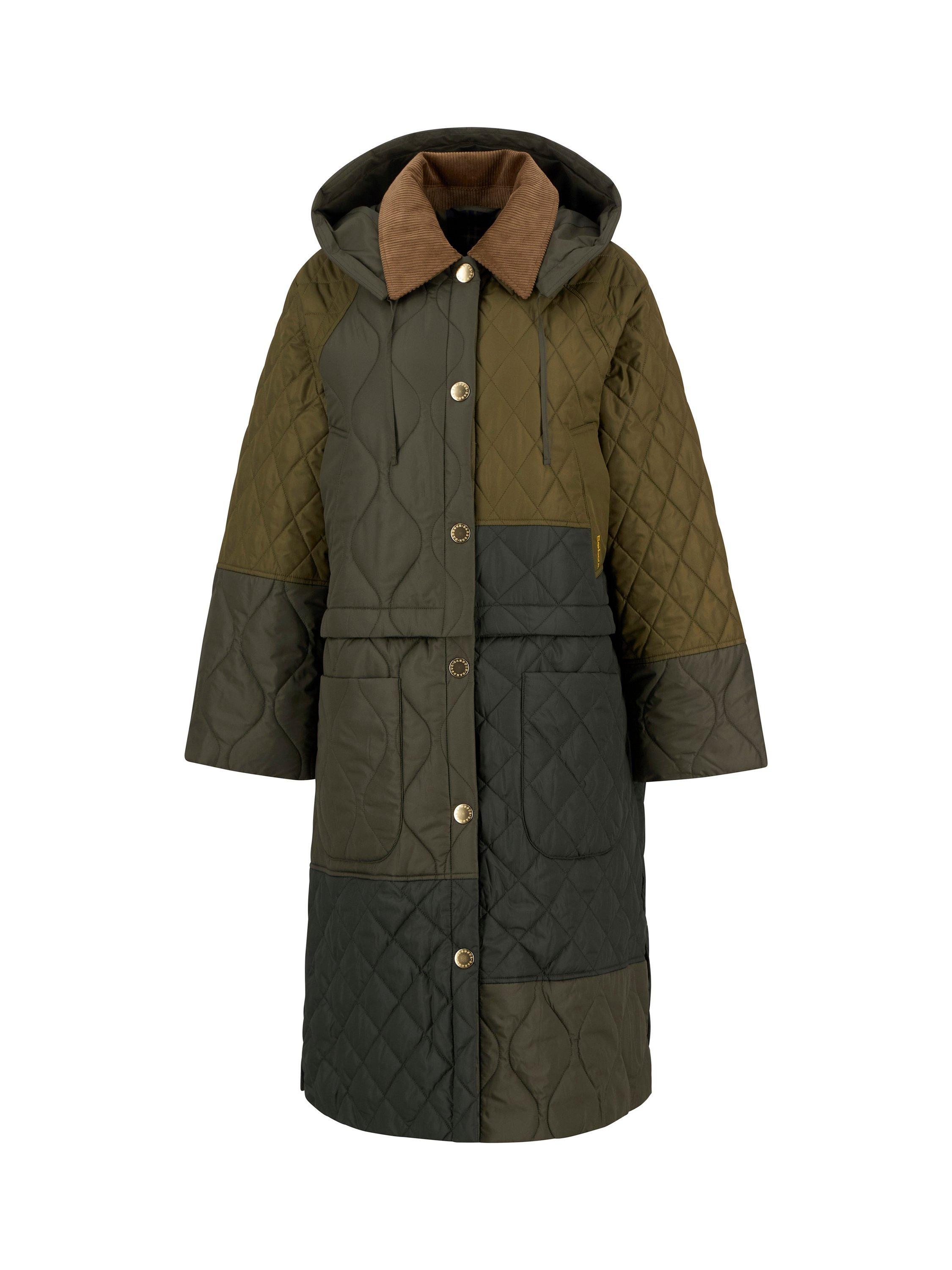 Product image 4 of 8, which shows Barbour Lilian Quilted Longline Jacket, Fern Leaf/Light Sage, 14