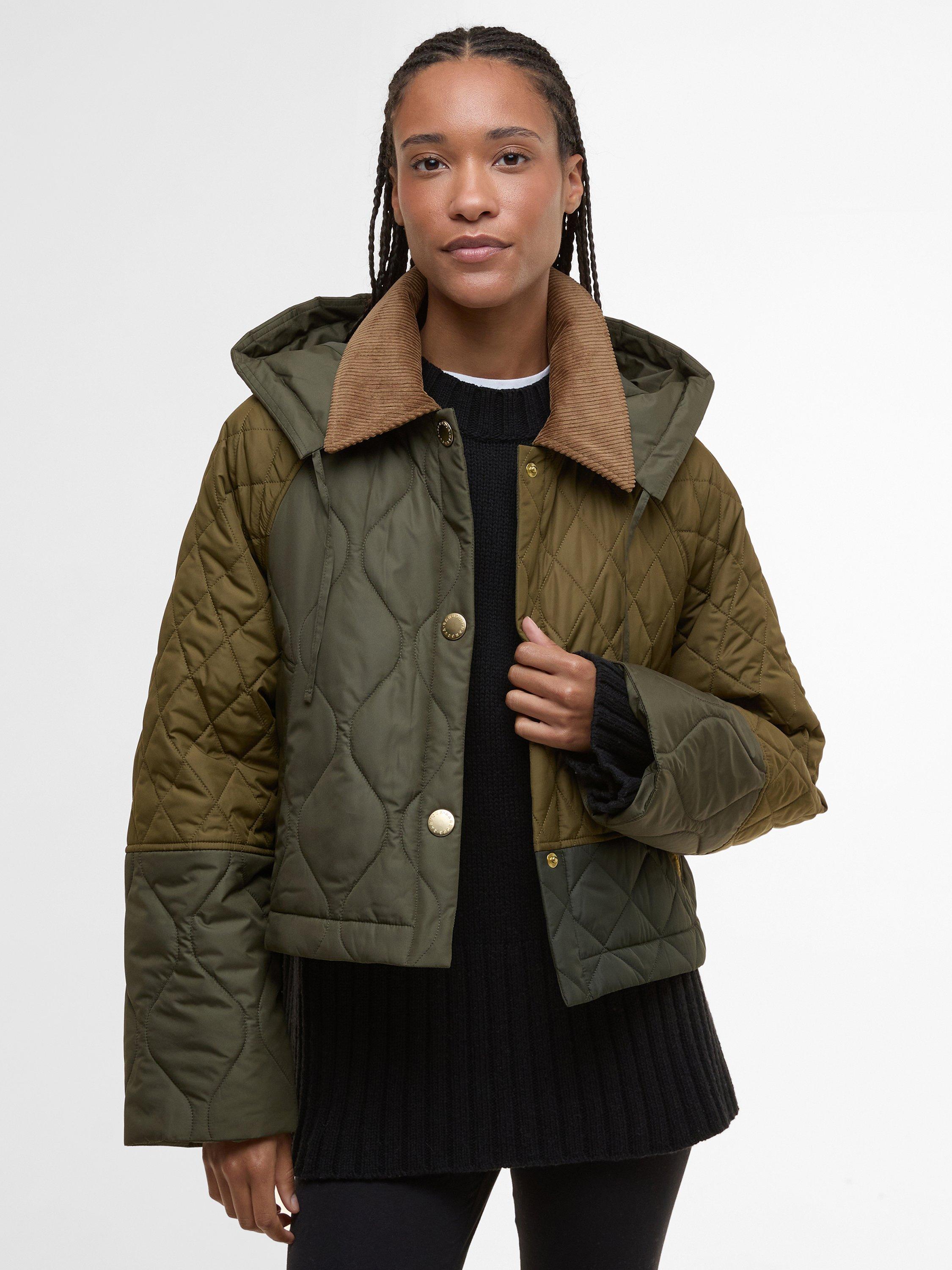 Product image 5 of 8, which shows Barbour Lilian Quilted Longline Jacket, Fern Leaf/Light Sage, 14