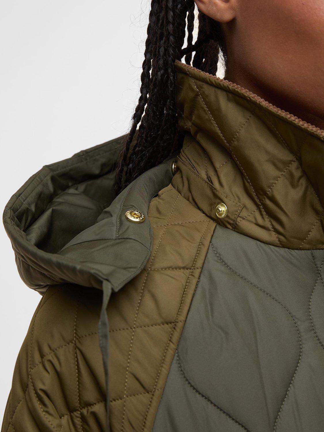 Product image 7 of 8, which shows Barbour Lilian Quilted Longline Jacket, Fern Leaf/Light Sage, 14