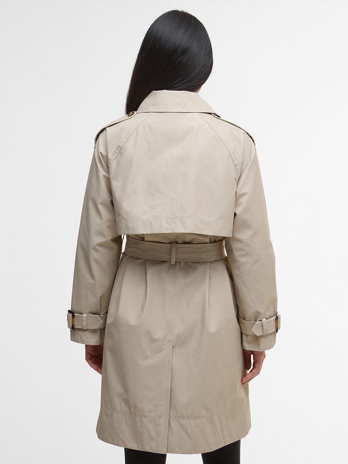 Product image 2 of 7, which shows Barbour Maia Showerproof Trench Coat, Mist/Hessian, 16