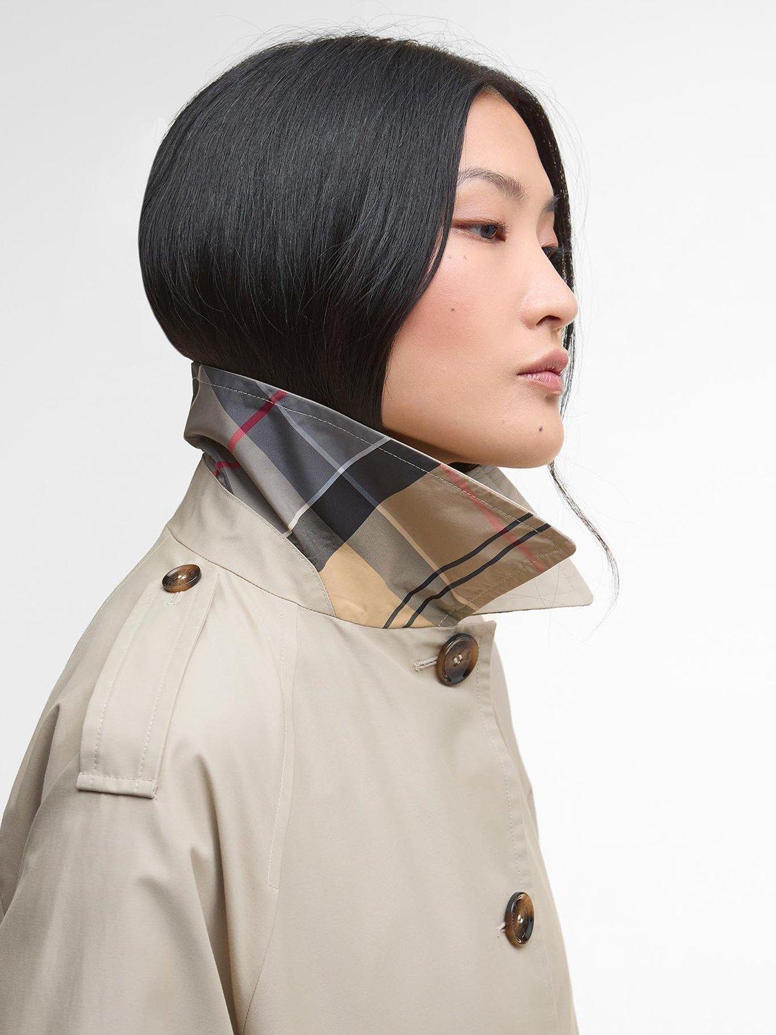 Product image 5 of 7, which shows Barbour Maia Showerproof Trench Coat, Mist/Hessian, 16