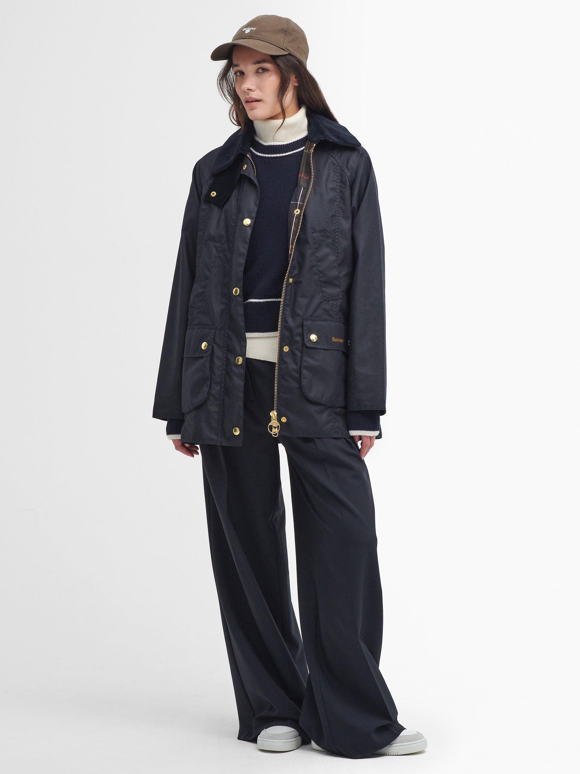 Product image 3 of 9, which shows Barbour Modern Beadnell Waxed Jacket, Navy/Classic, 8