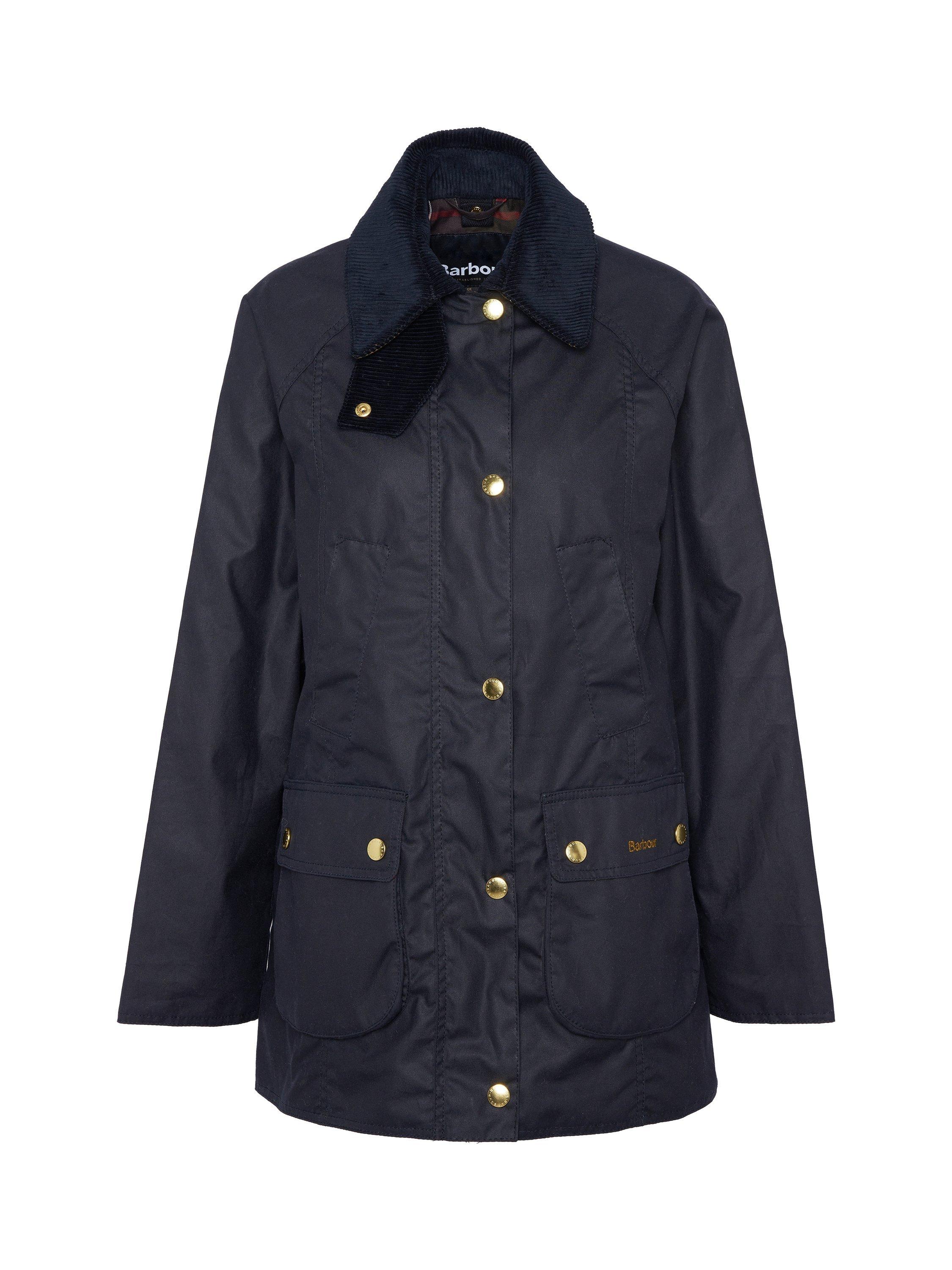 Product image 4 of 9, which shows Barbour Modern Beadnell Waxed Jacket, Navy/Classic, 8
