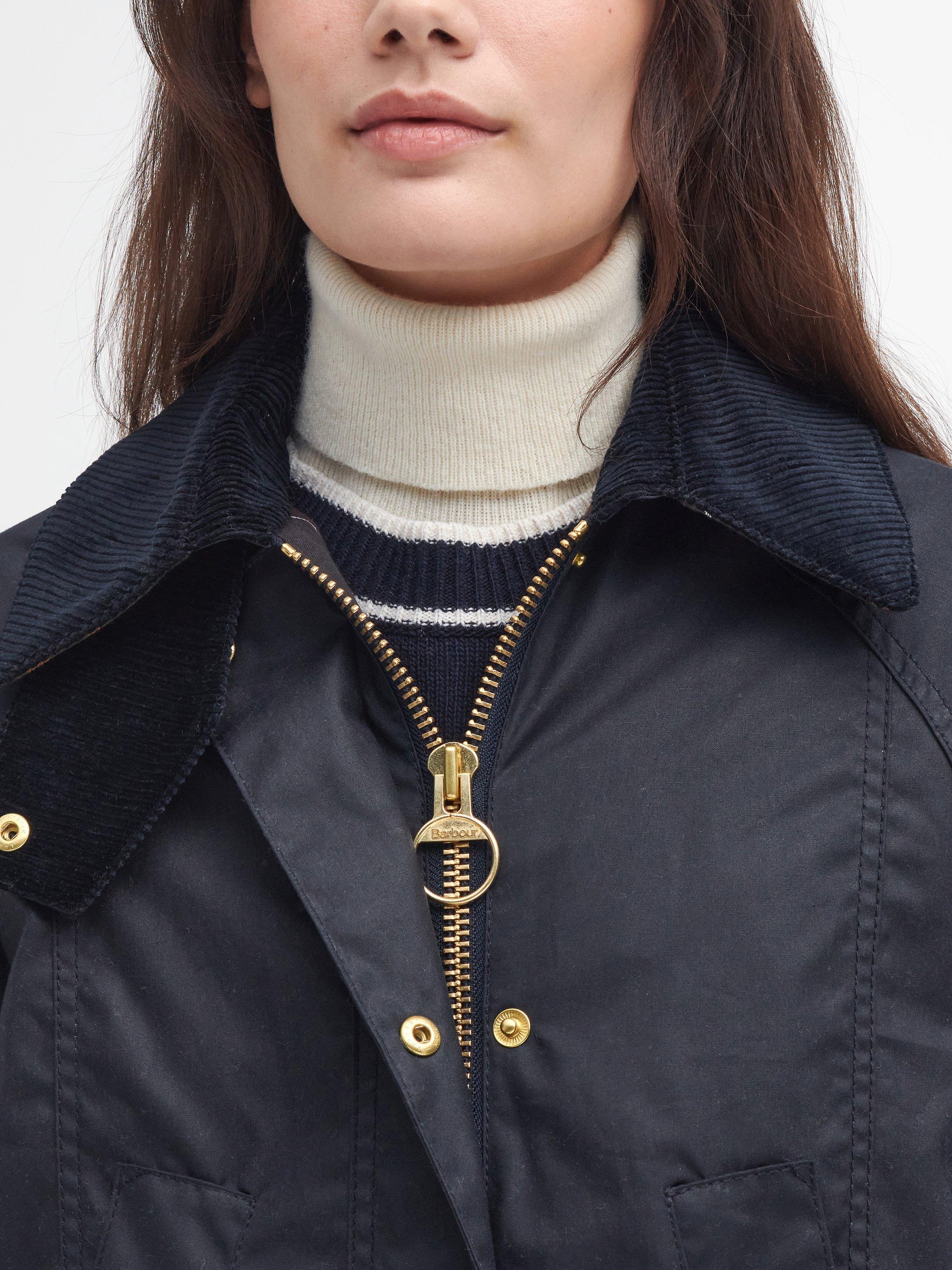 Product image 6 of 9, which shows Barbour Modern Beadnell Waxed Jacket, Navy/Classic, 8