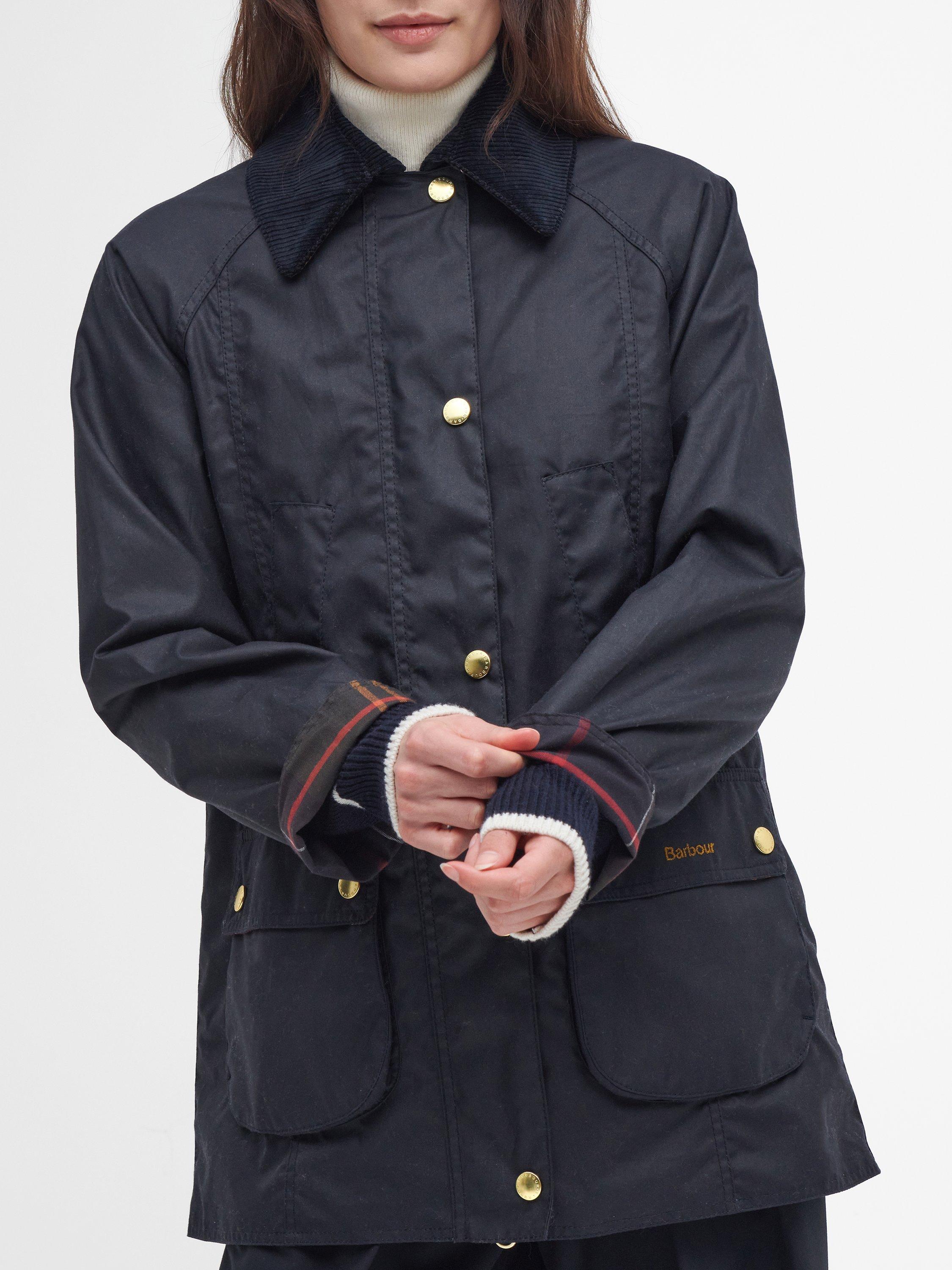 Product image 7 of 9, which shows Barbour Modern Beadnell Waxed Jacket, Navy/Classic, 8