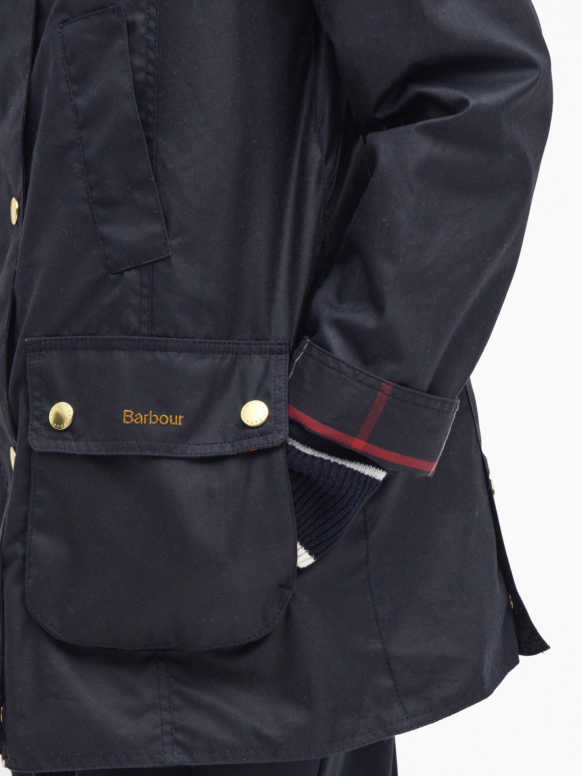 Product image 8 of 9, which shows Barbour Modern Beadnell Waxed Jacket, Navy/Classic, 8