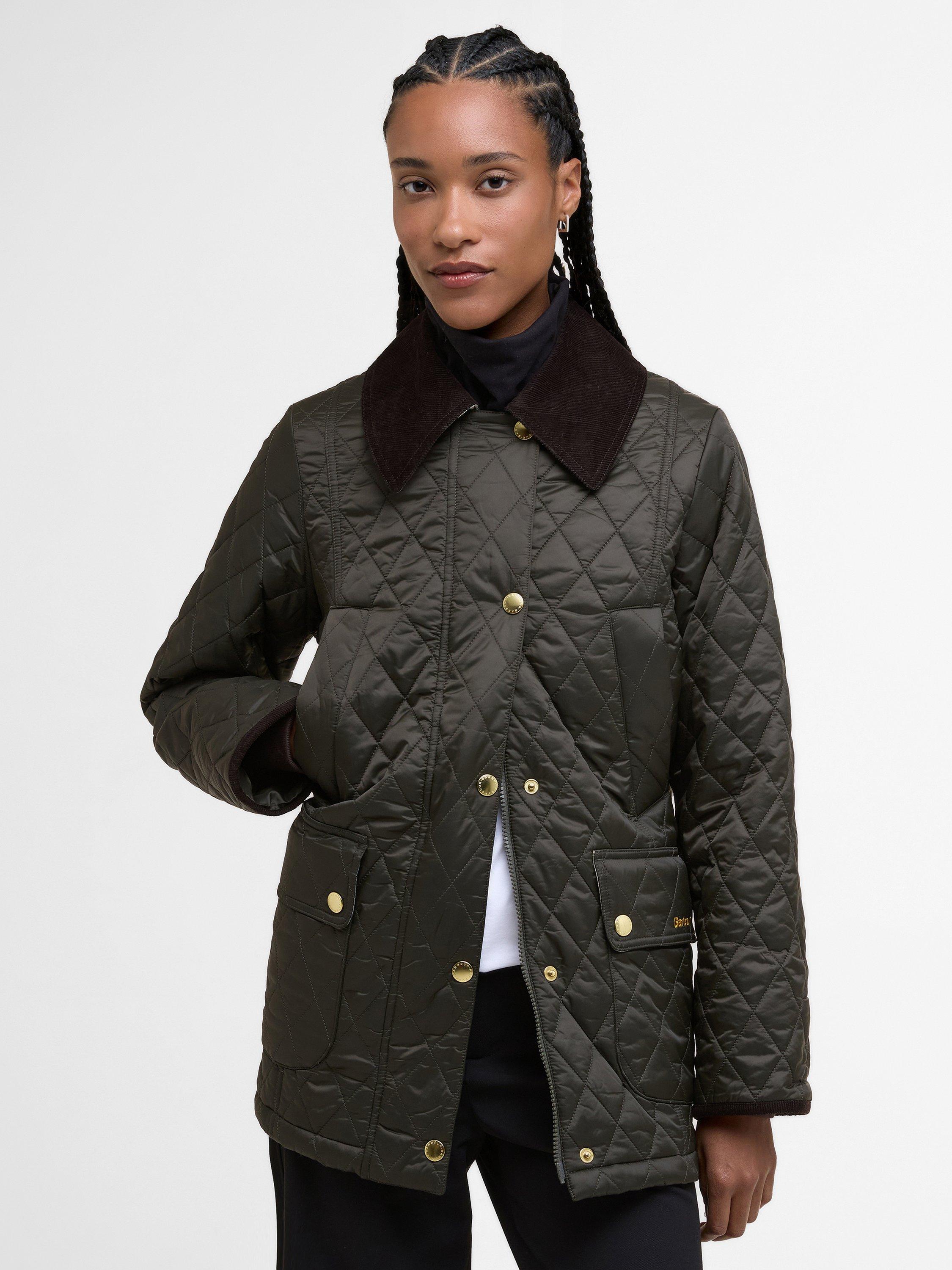 Product image 1 of 11, which shows Barbour Modern Beadnell Quilted Jacket, Sage/Ancient, 8