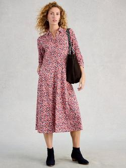White Stuff Rua Abstract Shirt Dress, Pink/Multi, Pink/Multi