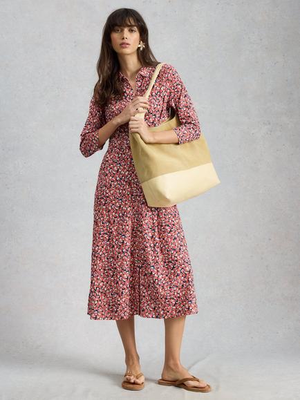 White Stuff Rua Abstract Shirt Dress, Pink/Multi, Pink/Multi