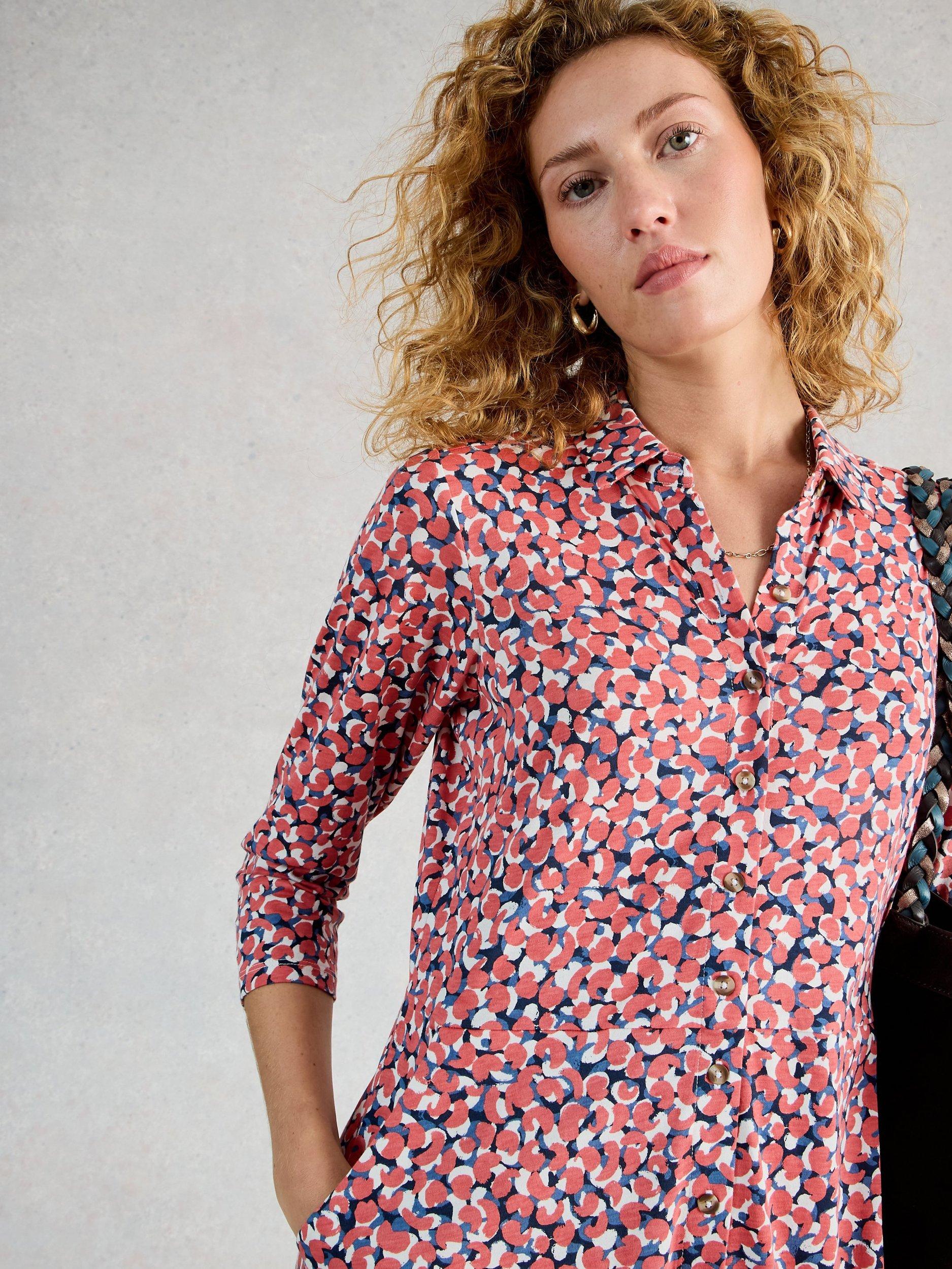 Product image 3 of 6, which shows White Stuff Rua Abstract Shirt Dress, Pink/Multi, 6