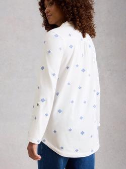White Stuff Annie Embroidered Longline Shirt, White/Blue - view 2, White/Blue