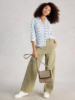 White Stuff Annie Geometric Jersey Shirt, Blue/White, Blue/White