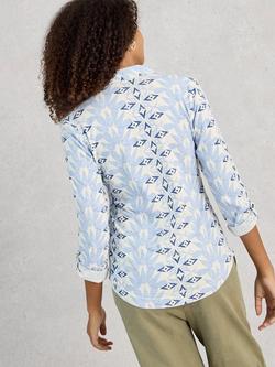 White Stuff Annie Geometric Jersey Shirt, Blue/White - view 2, Blue/White