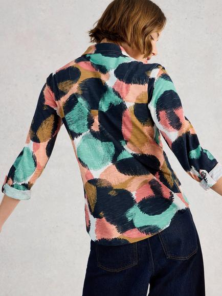 White Stuff Annie Abstract Jersey Shirt, Navy/Multi - view 2, Navy/Multi