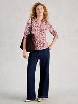 White Stuff Annie Geometric Jersey Shirt, Pink, Pink