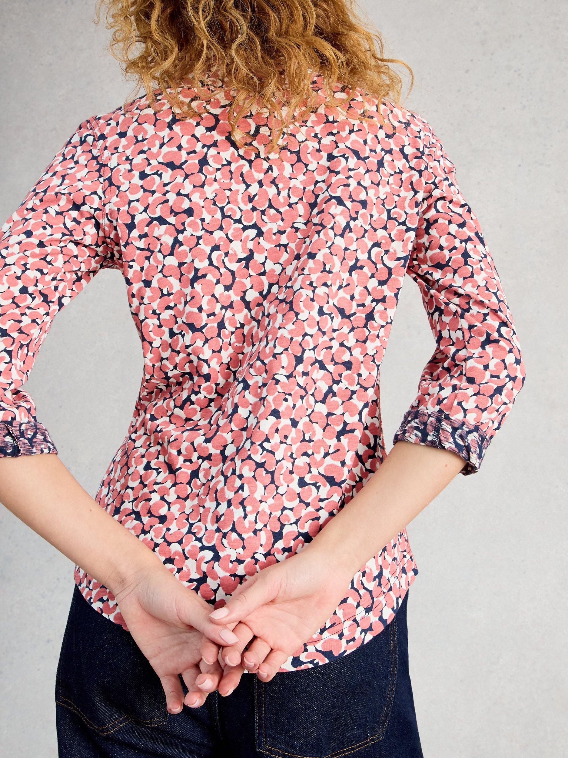 Product image 2 of 6, which shows White Stuff Annie Geometric Jersey Shirt, Pink, 6