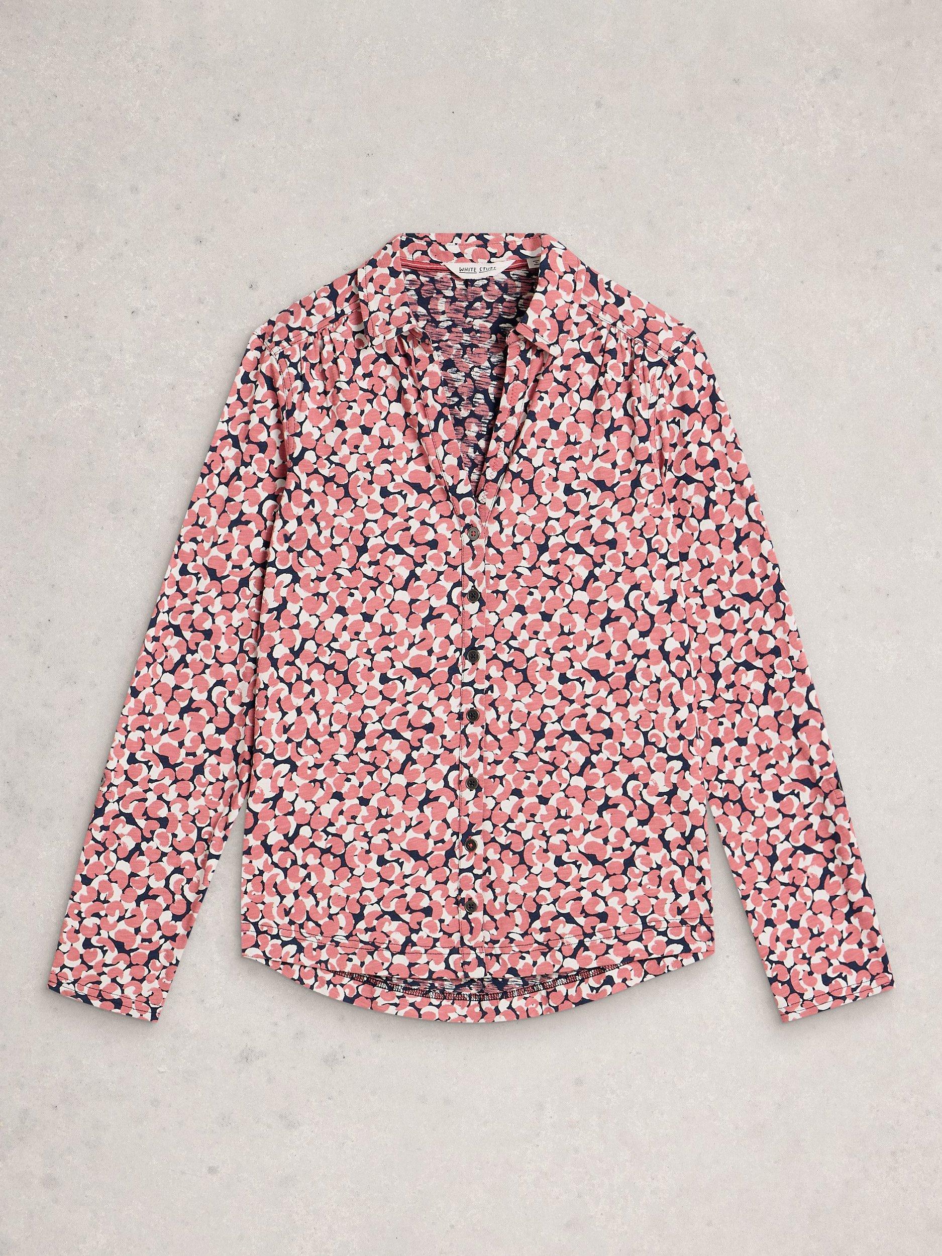 Product image 5 of 6, which shows White Stuff Annie Geometric Jersey Shirt, Pink, 6