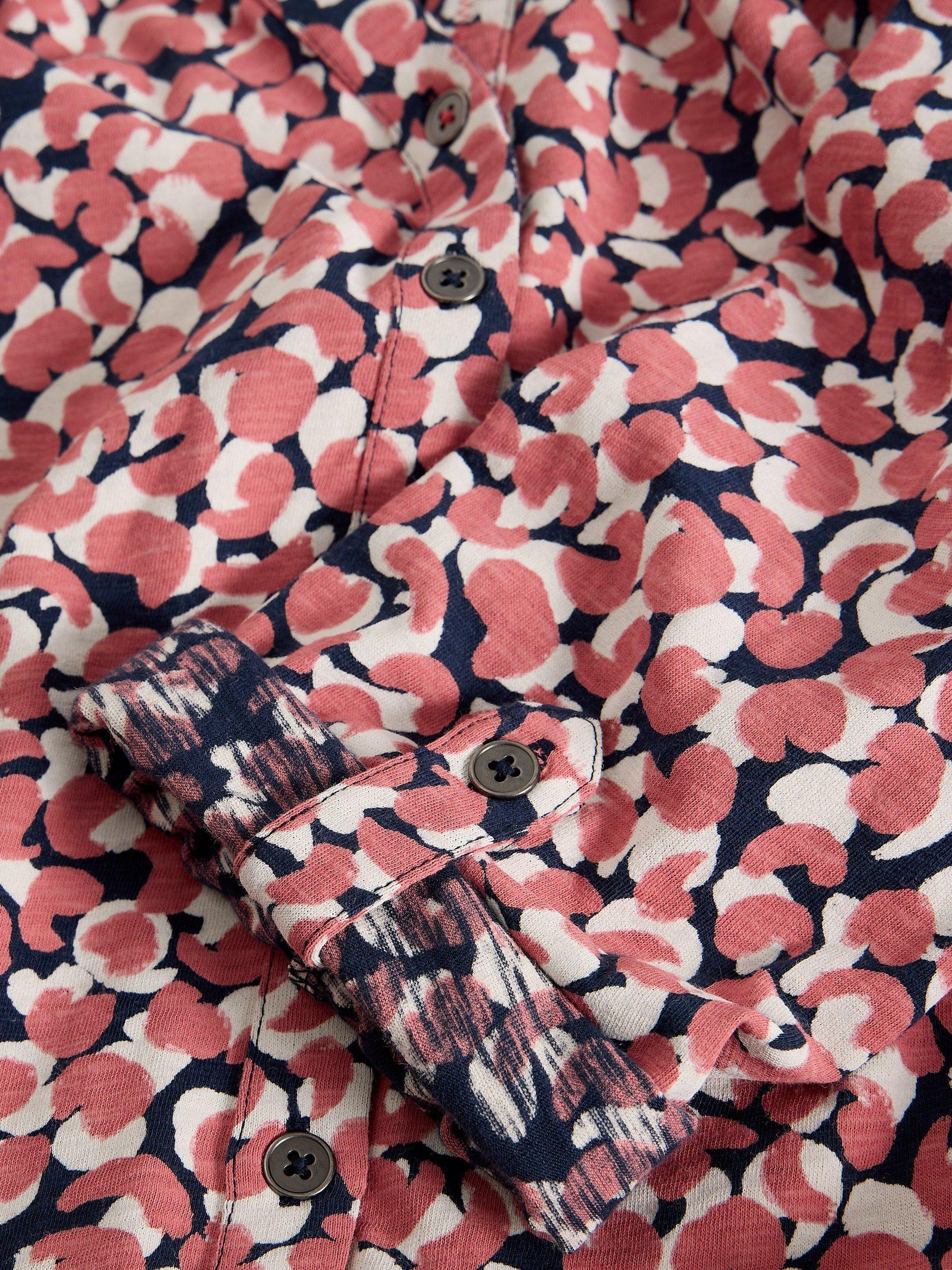 Product image 6 of 6, which shows White Stuff Annie Geometric Jersey Shirt, Pink, 6
