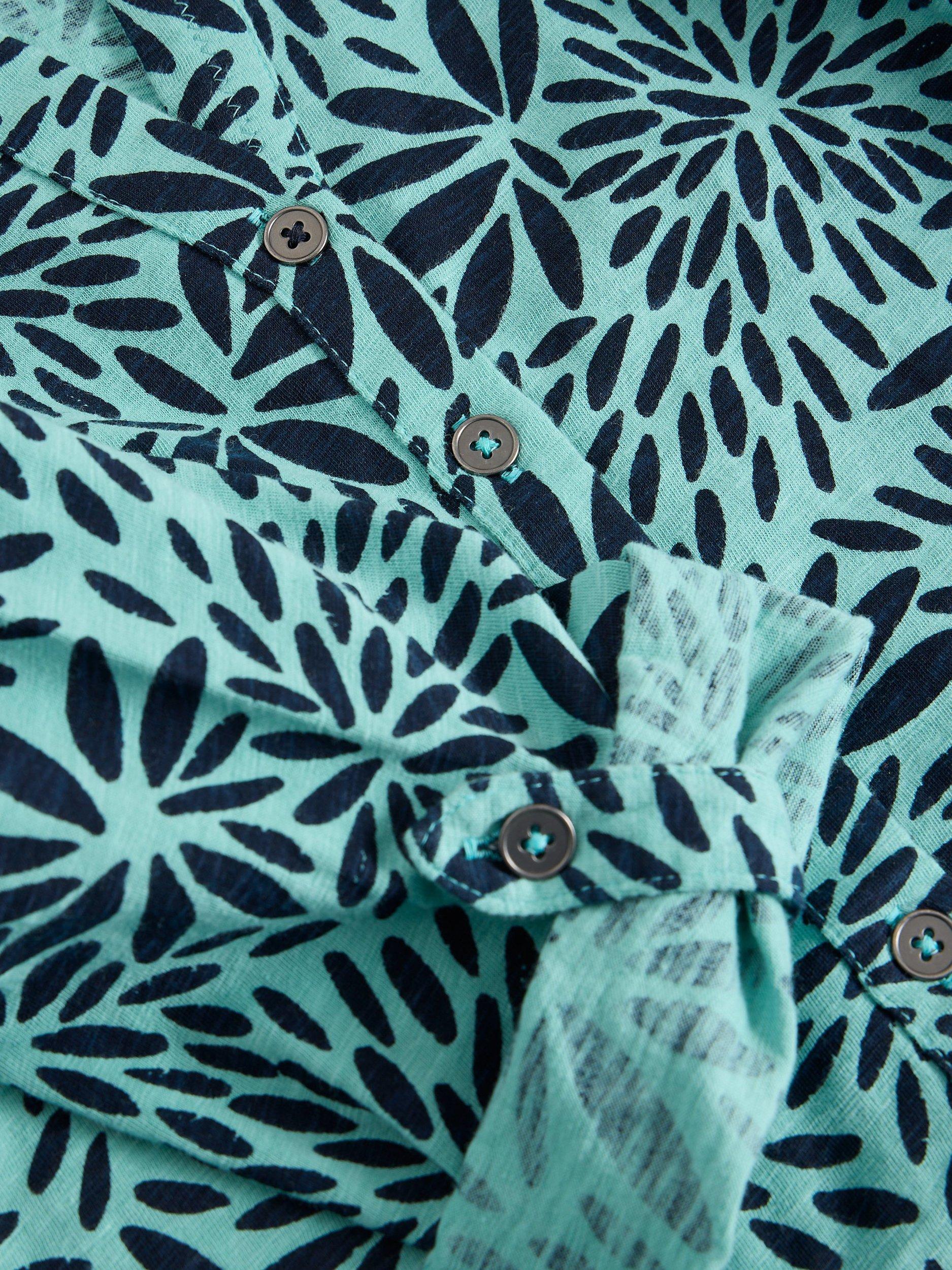 Product image 6 of 6, which shows White Stuff Annie Geometric Jersey Shirt, Teal, 6