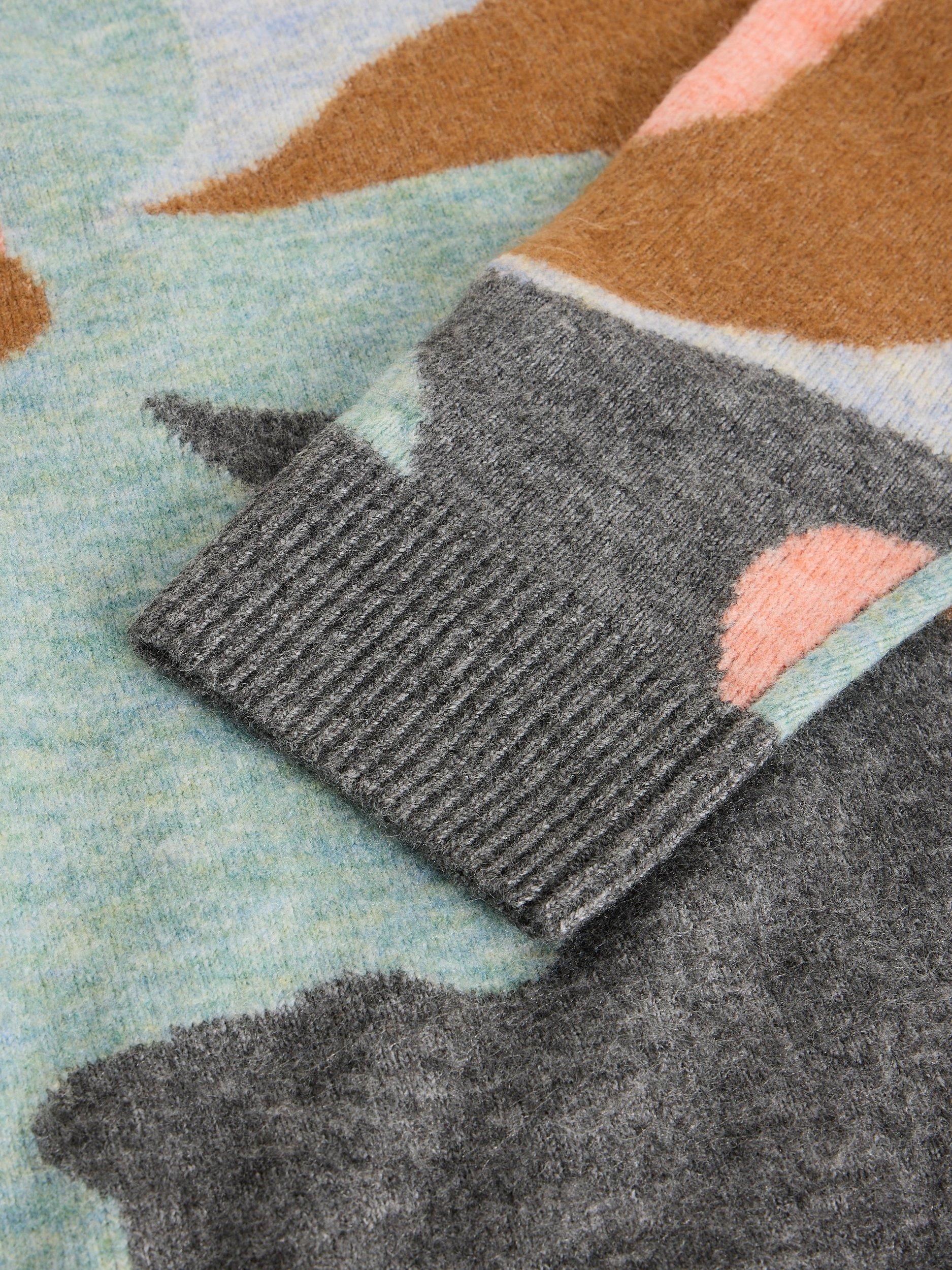 Product image 2 of 2, which shows White Stuff Aria Abstract Camo Print Jumper, Grey/Multi, 6