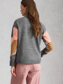 White Stuff Aria Abstract Camo Print Jumper, Grey/Multi - view 2, Grey/Multi