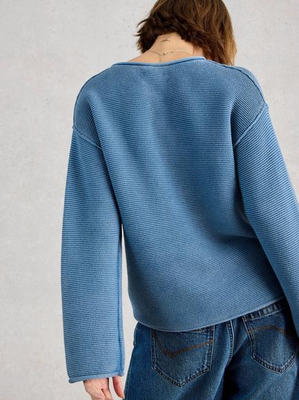 White Stuff Gigi Textured Garment Dyed Jumper, Blue - view 2, Blue
