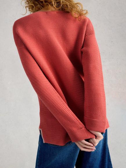 White Stuff Jana Ribbed Jumper, Pink - view 2, Pink