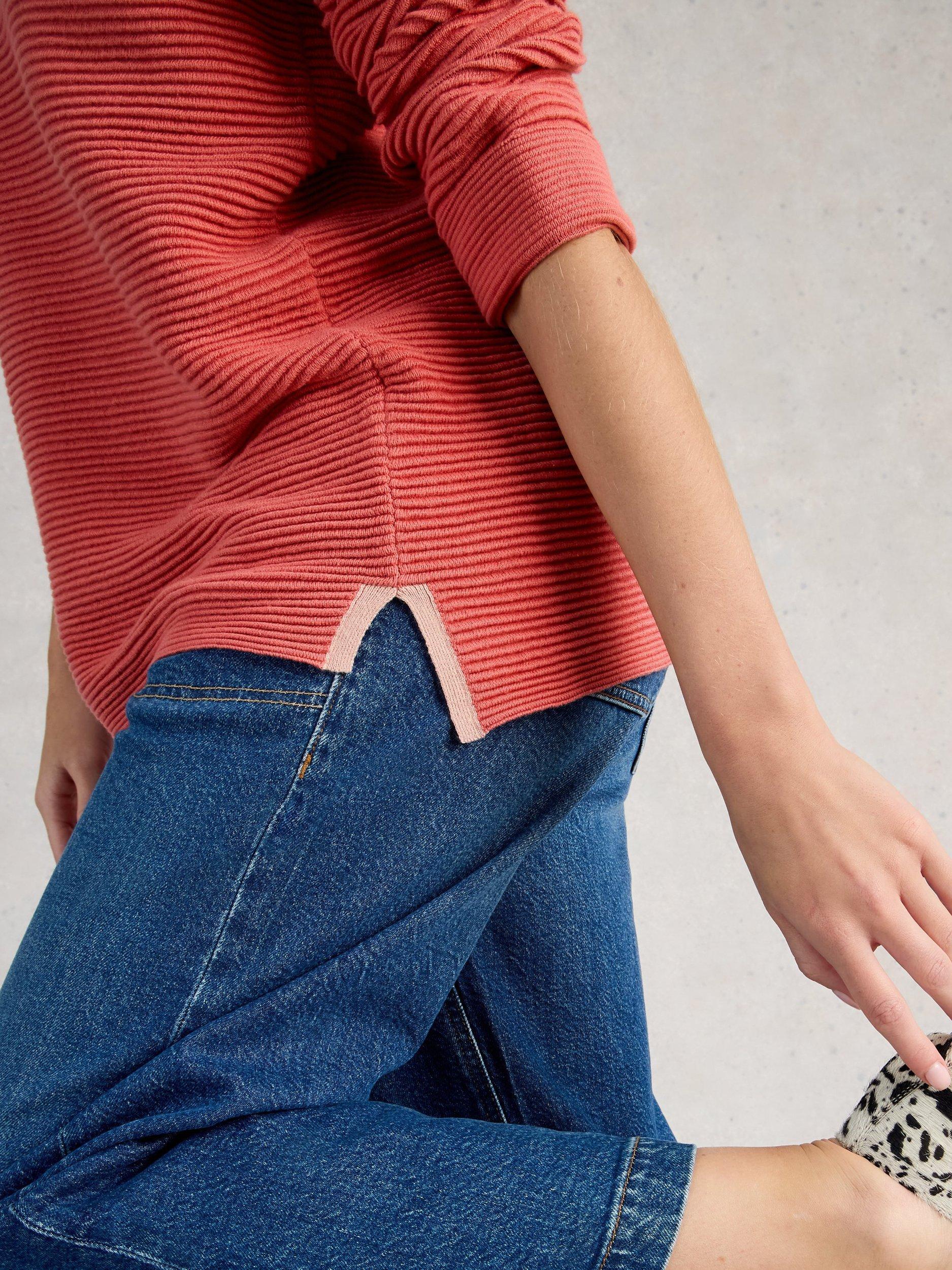 Product image 4 of 6, which shows White Stuff Jana Ribbed Jumper, Pink, 6