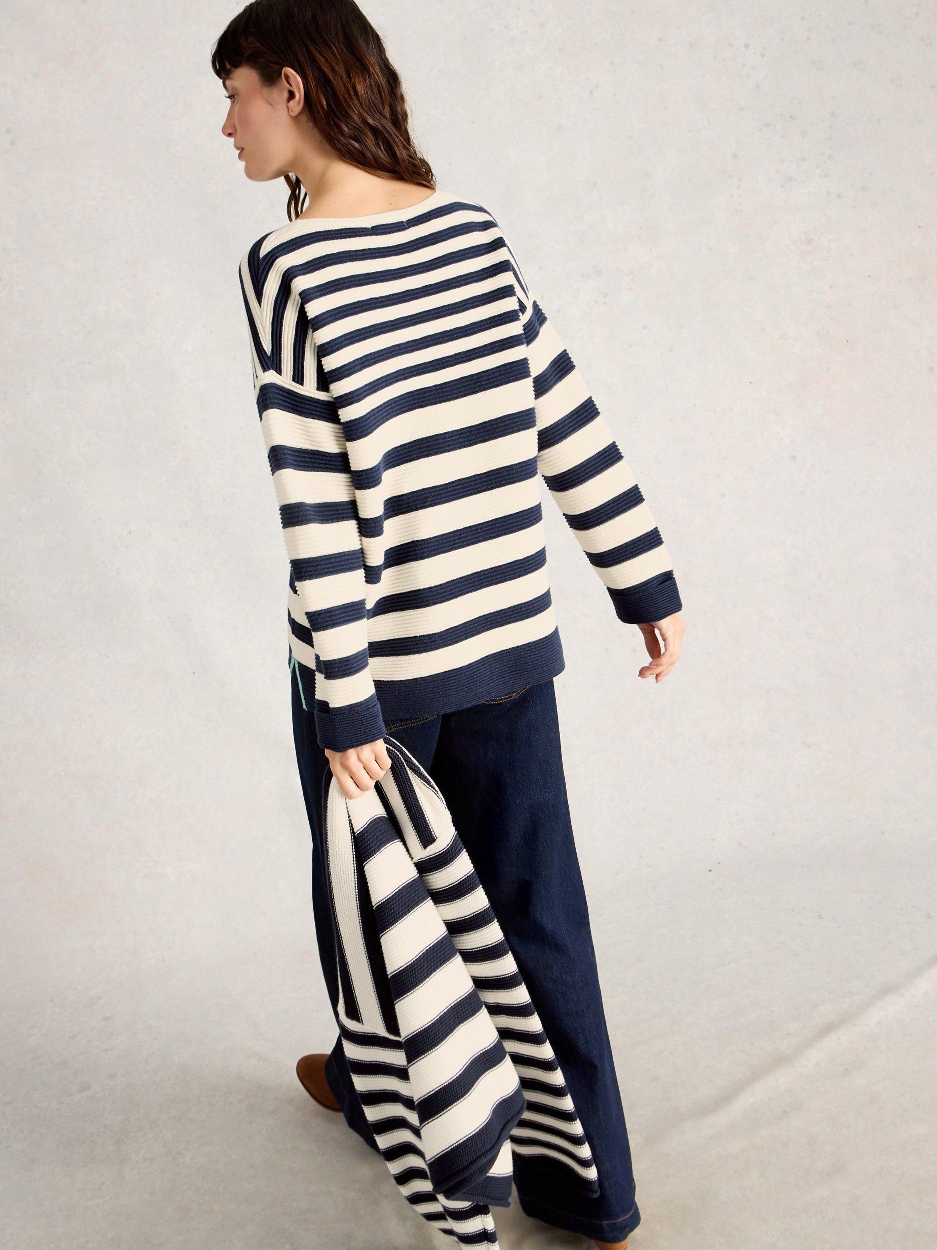 Product image 2 of 6, which shows White Stuff Jana Stripe Jumper, Navy/Multi, 6