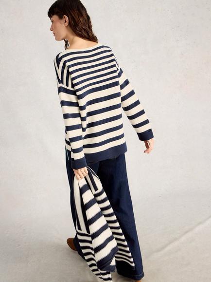 White Stuff Jana Stripe Jumper, Navy/Multi - view 2, Navy/Multi