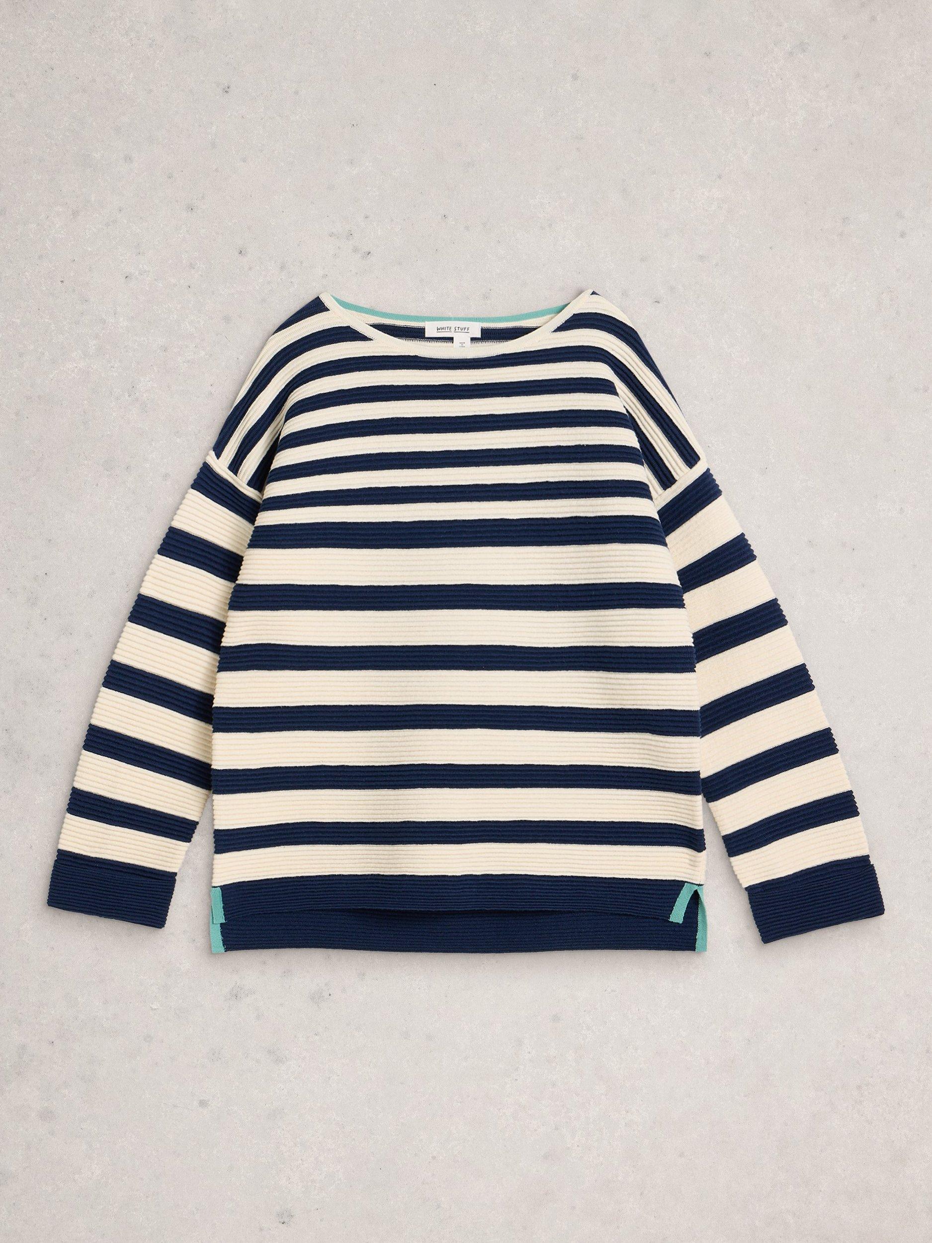 Product image 5 of 6, which shows White Stuff Jana Stripe Jumper, Navy/Multi, 6