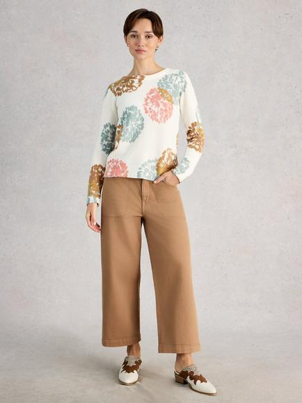 White Stuff Jodie Print Wool Blend Jumper, Ivory/Multi