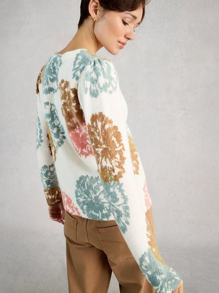 White Stuff Jodie Print Wool Blend Jumper - view 2, Ivory/Multi