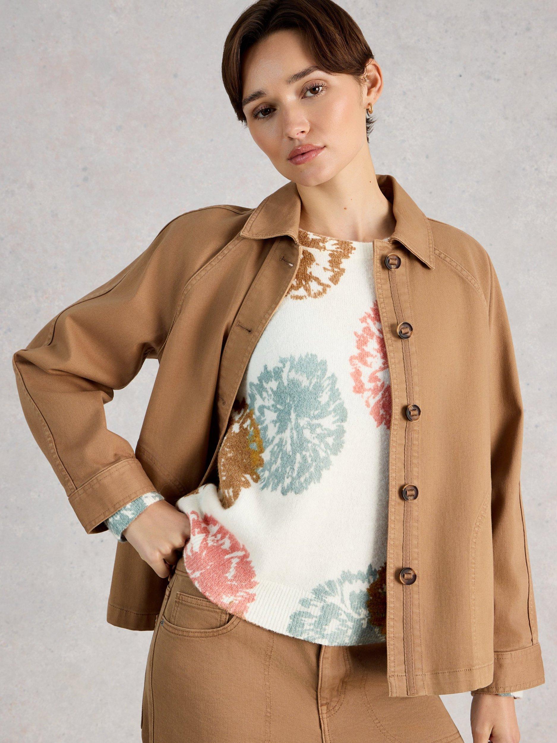 Product image 4 of 6, which shows White Stuff Jodie Print Wool Blend Jumper , Ivory/Multi, 6