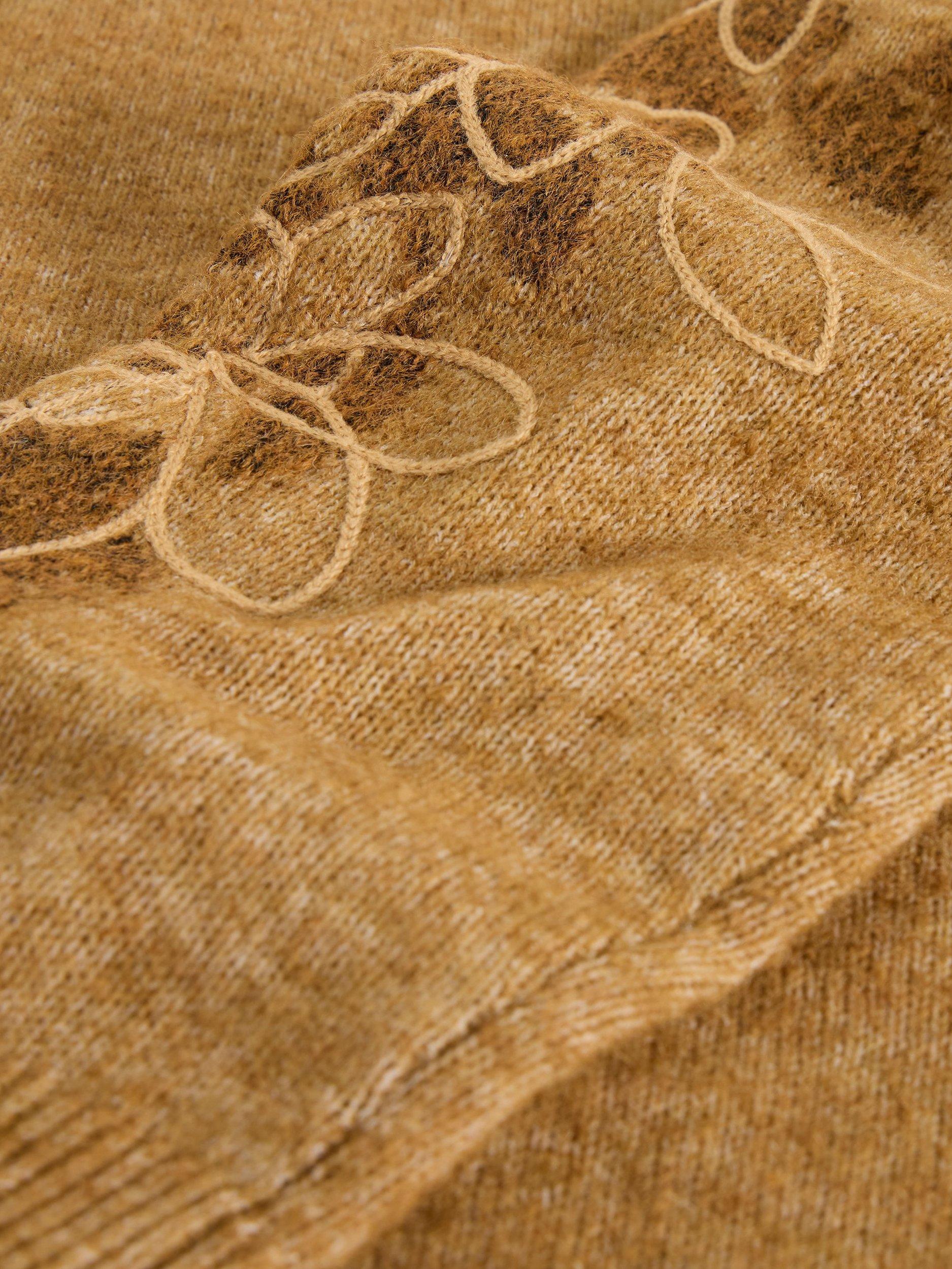 Product image 6 of 6, which shows White Stuff Jodie Embroidered Sleeve Wool Blend Jumper, Chard, 6