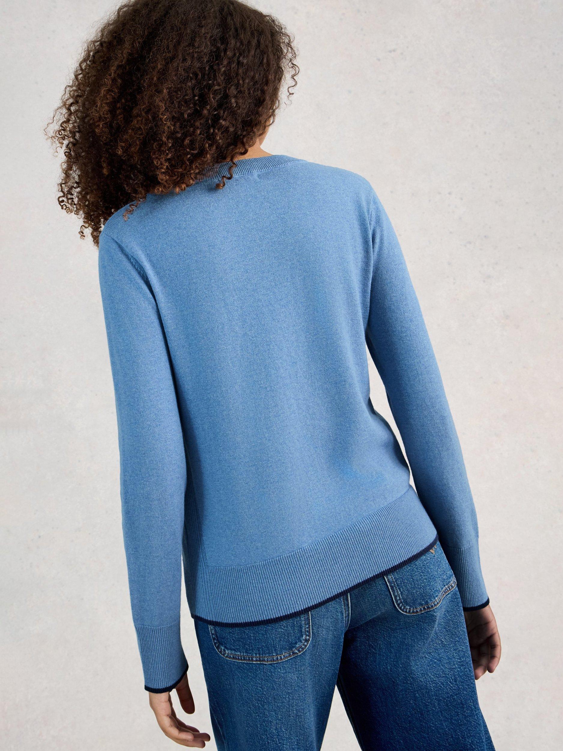Product image 2 of 6, which shows White Stuff Katie Round Neck Jumper, Blue, 6