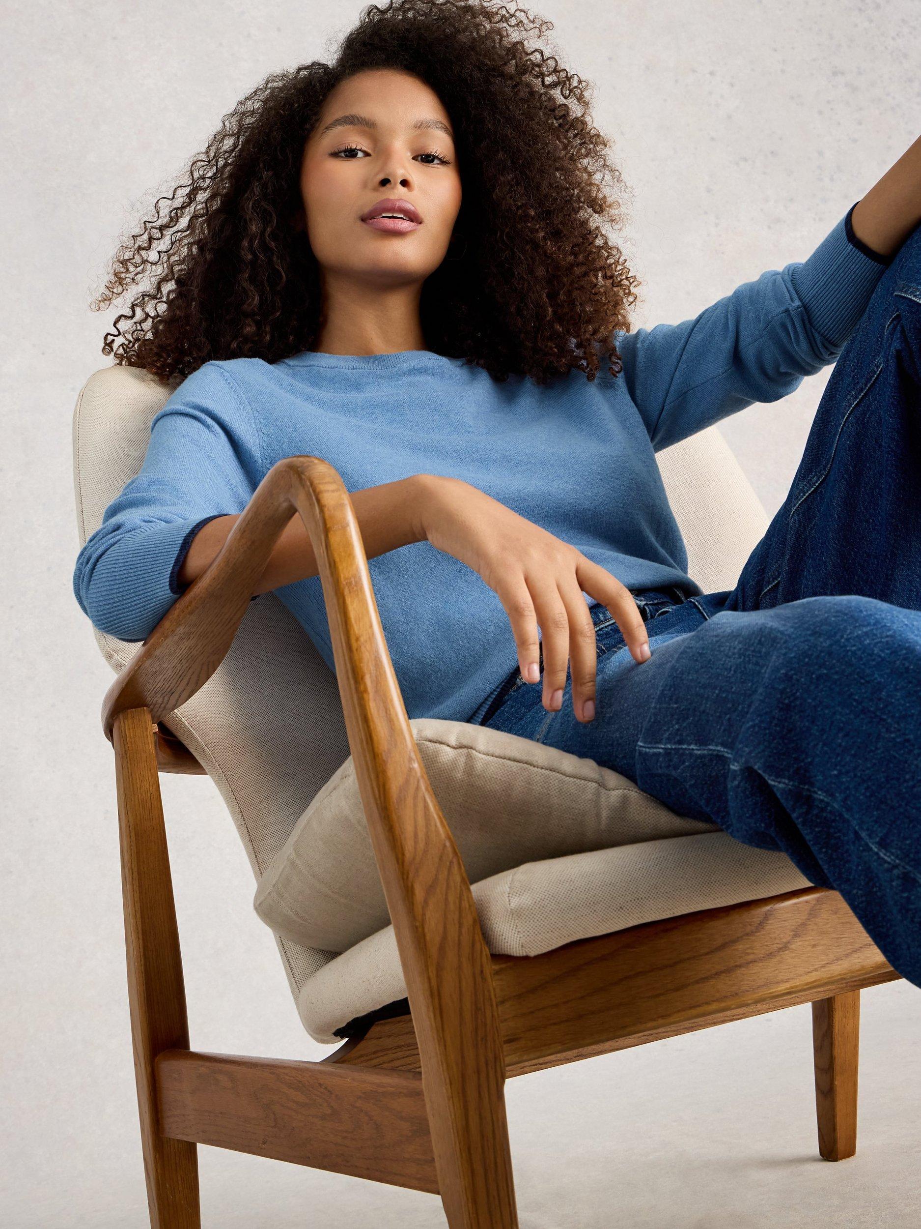 Product image 4 of 6, which shows White Stuff Katie Round Neck Jumper, Blue, 6