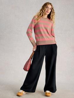 White Stuff Katie Crew Neck Stripe Jumper, Natural/Pink, Natural/Pink