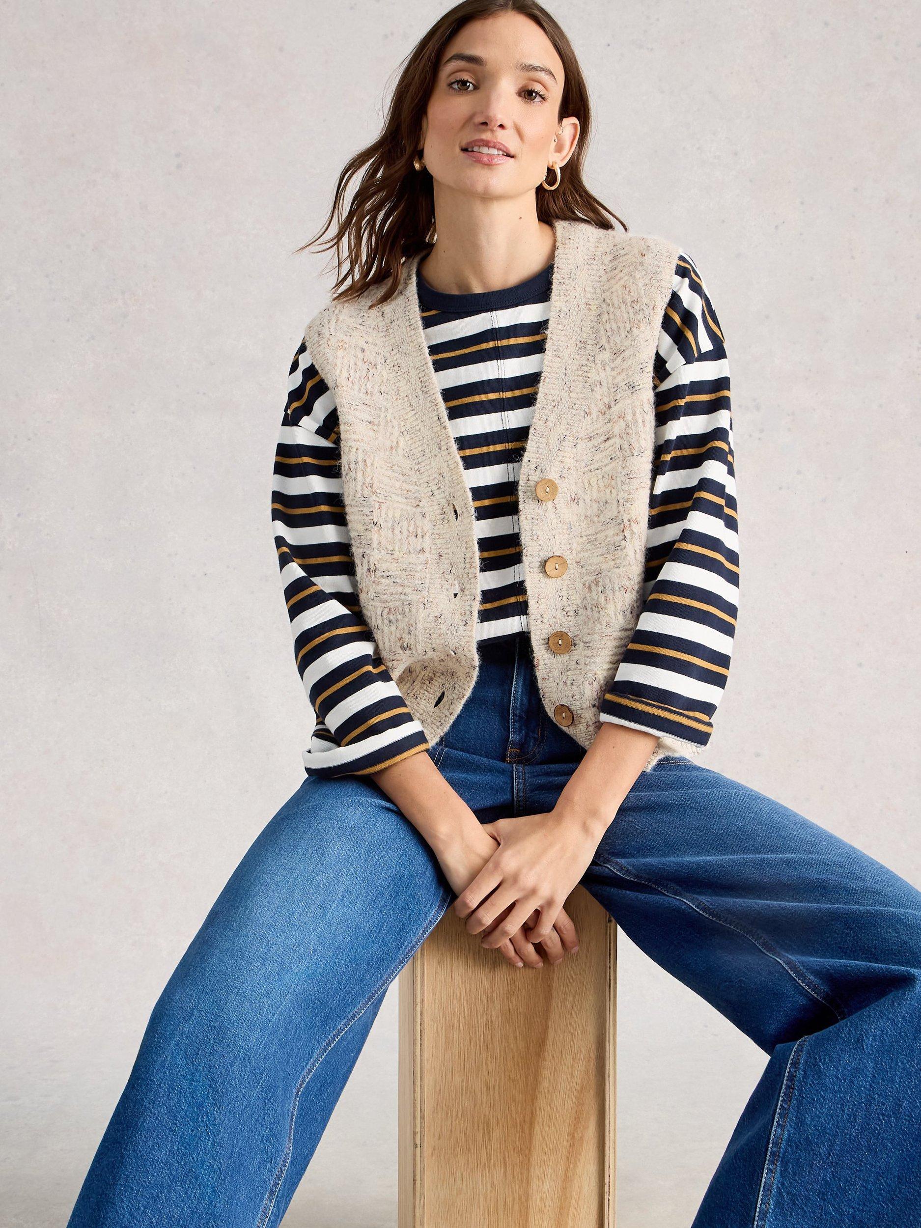 Product image 3 of 6, which shows White Stuff Nina V-Neck Tank Top , Natural, S