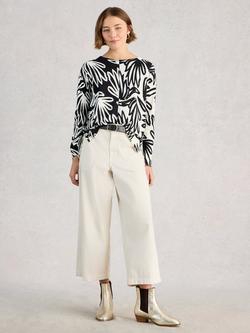 White Stuff Olive Abstract Print Cotton Blend Jumper, Black/White