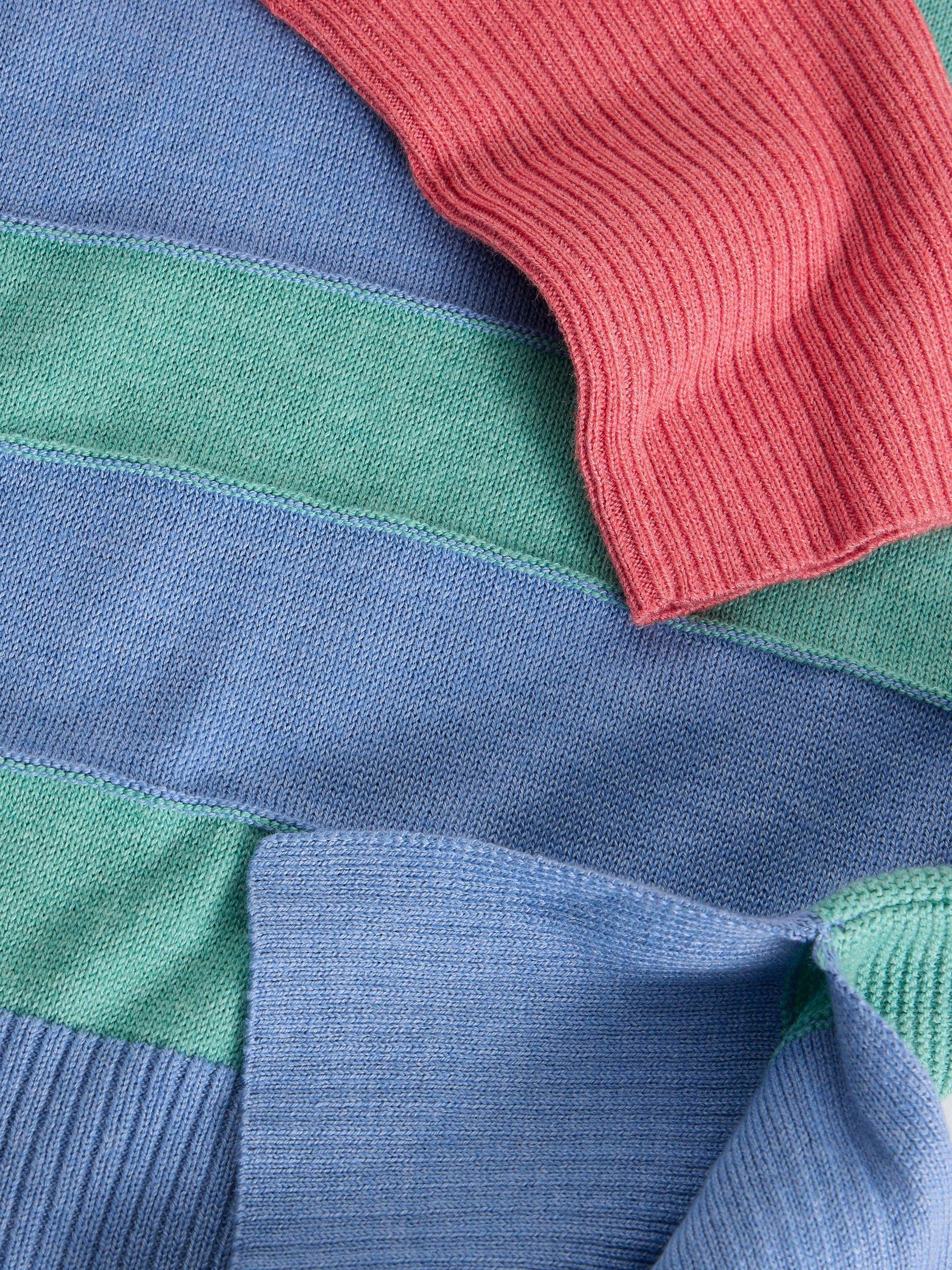 Product image 6 of 6, which shows White Stuff Olive Cotton Blend Stripe Print Jumper, Blue\multi, 6