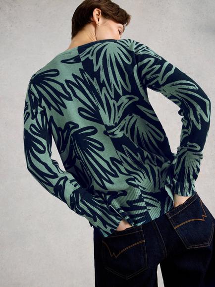 White Stuff Olive Cotton Blend Jumper - view 2, Blue/Green
