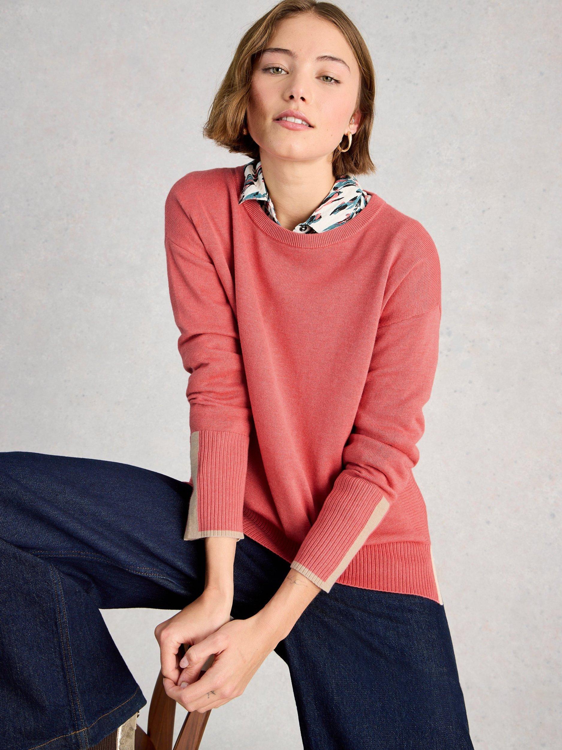 Product image 4 of 6, which shows White Stuff Olive Cotton Blend Jumper , Pink, 6